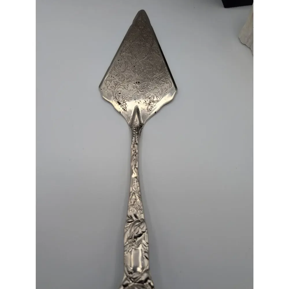 Antique M.B.K. Silverplated Ornate Floral & Scroll Cake Pie Server Victorian